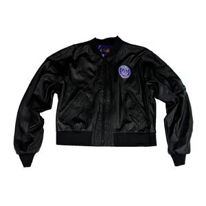 PSG Paris Saint Germain Bomber Jacket Black Leather Size Small
